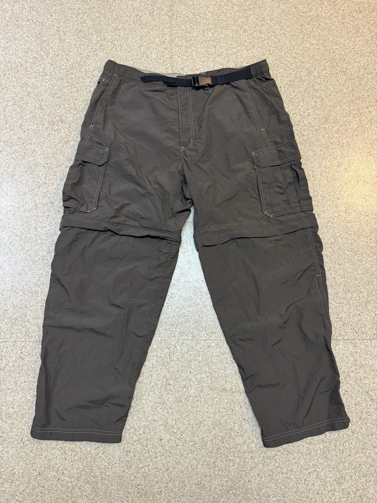 REI Pants Men's XL x 30 Gray Nylon Belted Adjustable Convertible Outdoor Hiking