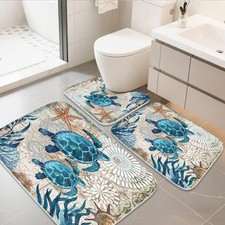 Final Friday Nautical Sea Turtles Blue 1'8" x 2'7" Rectangular , Color1