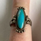 Vintage Bell Trading Post Sterling Silver Oval Turquoise Ring Size 7 Navajo