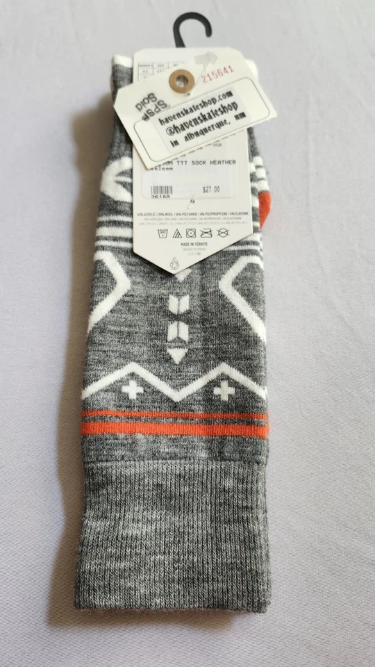 NEW VOLCOM Women's HEATHER GRAY Wool Blend Winter Snow Socks TTT Size XS/S - Image 2 of 4