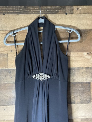 Vintage 90’s Jessica McClintock Black Halter High Low Evening Dress Size 4 - Picture 3 of 14