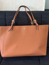 Tory Burch Emerson Tote Leather Camel Brown Shoulder Bag Purse Handbag