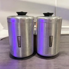 Vintage Kromex Flour & Sugar Canister  Brushed Aluminum Mid Century Modern Deco