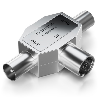 deleyCON TV Antennen Verteiler Zweitgeräte Splitter HD TV Kabel Adapter Kupplung