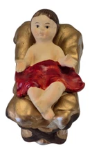 Vintage Nativity Manger Creche Scene Baby Jesus Ceramic Hand Painted Figurine 4"