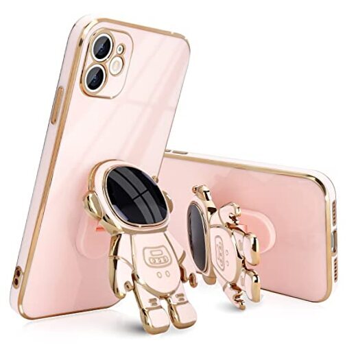 Compatible with Case Cute 3D Astronaut Stand Design Camera iPhone 11 Pink