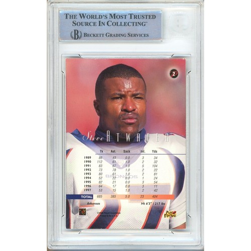 1998 Playoff Prestige #2 Steve Atwater Signed Card AUTO Beckett Slabbed Broncos - Picture 2 of 5
