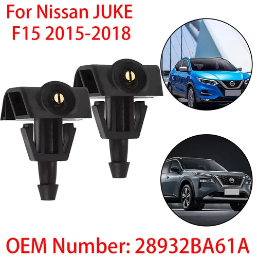 2x Ugello spruzzatore lavavetri anteriore Jet nero per Nissan JUKE F15 2015-2018^ - Foto 17 di 20