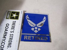 WINDOW DECAL STICKER UNITED STATES AIR FORCE RETIRED CHROME APPROX 4 INCHES