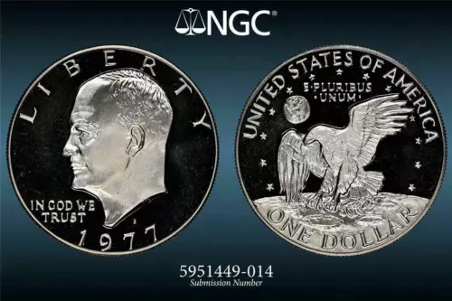 1977 S Eisenhower IKE CLAD $1 Dollar NGC PF69 ULTRA CAMEO UCAM NGC Photo Vision®