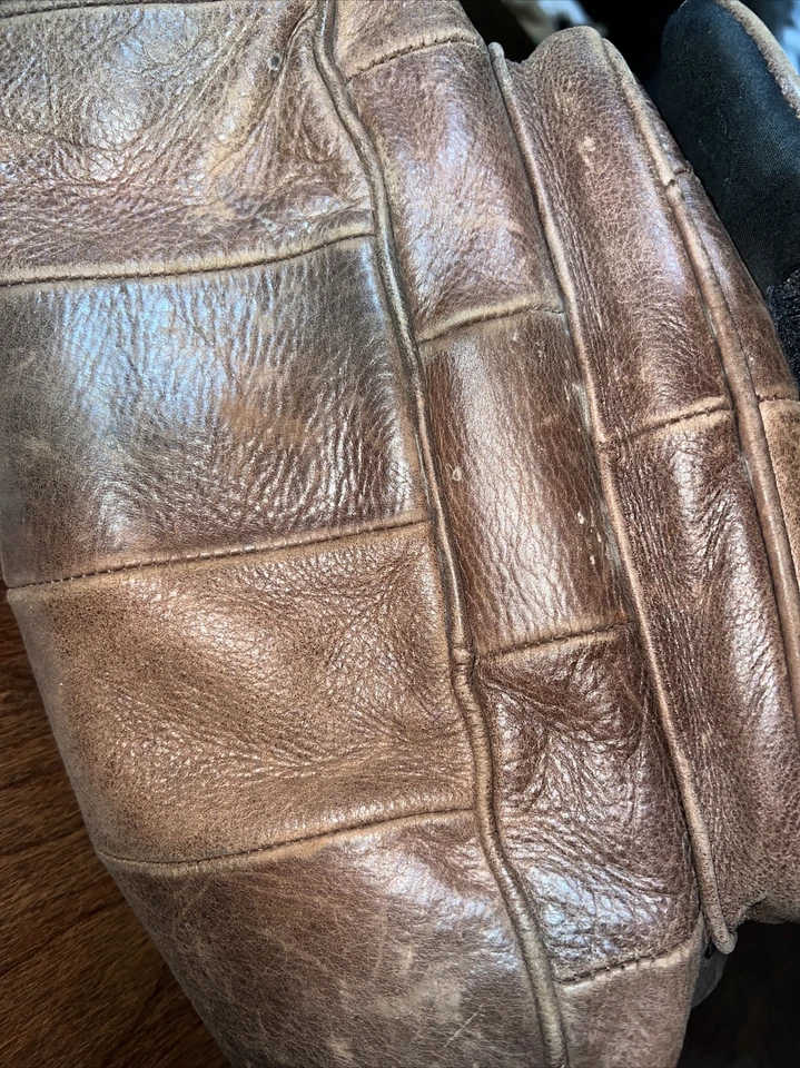 Mochila de cuero genuino vintage hecha en México patchwork Cartera Mochila Bolso Foto 4 de 4