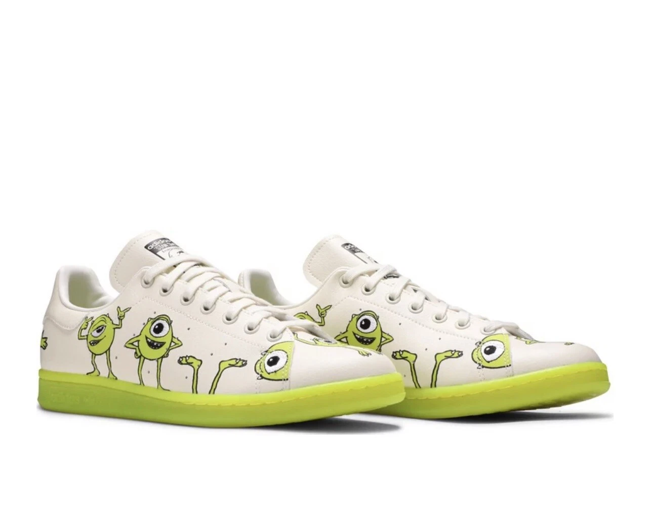 Sneakers Adidas Stan Smith Monsters Inc bianche verdi unisex taglia M 5 W 7 nuove con etichette