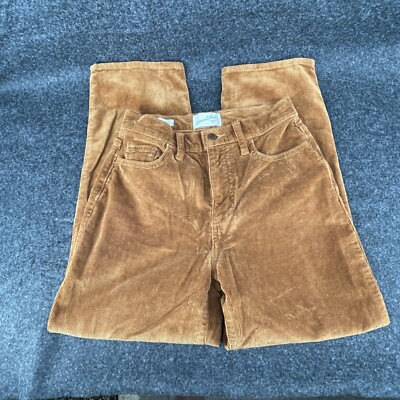 Women's High-Rise Corduroy Mom Jeans Pants Slacks Rust Brown Orange Size 00/24R