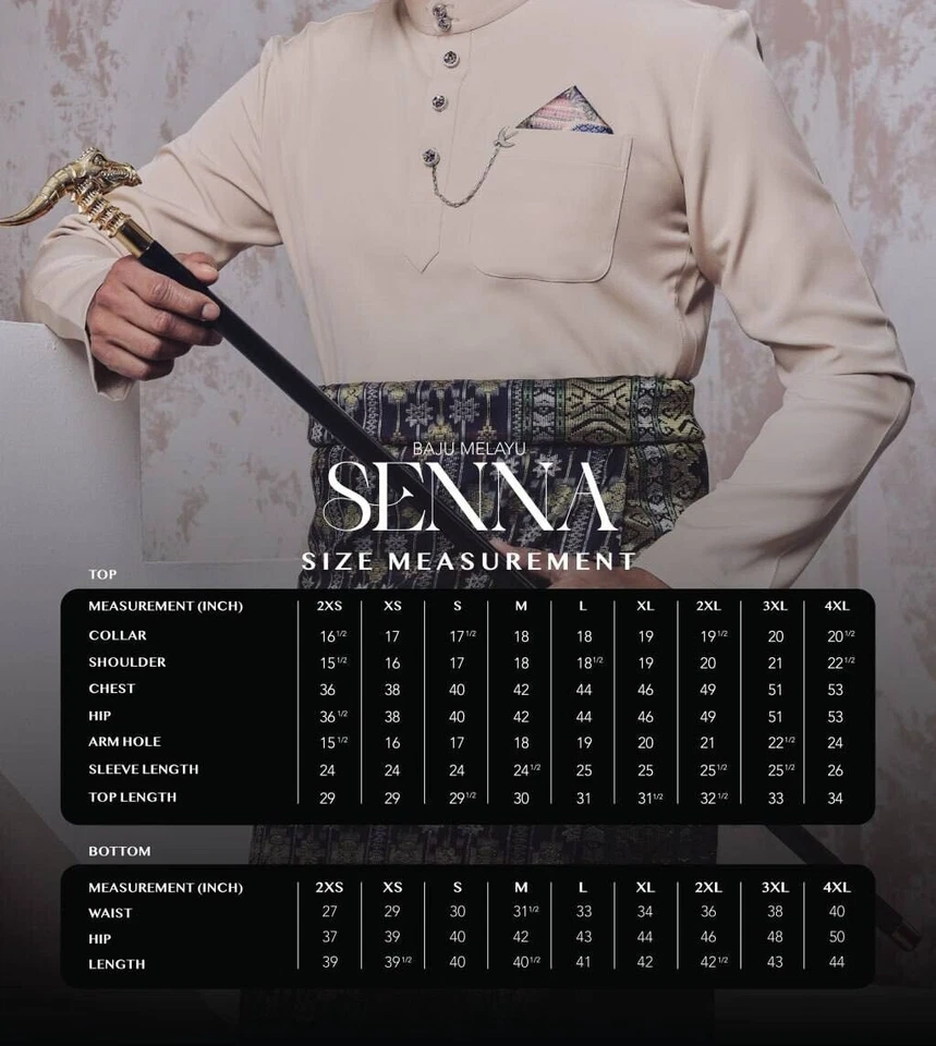 Traditional Malay Men Wear Elrah Exclusive Senna (Shirt + Pant only)  - Image 3 of 4