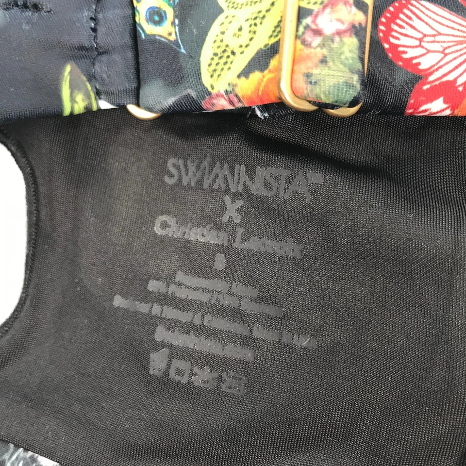 Top de bikini Swiminista Christian Lacroix pequeño negro estampado de desfile de mariposas jugar Foto 4 de 4