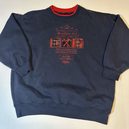 Vintage 90s Express EXP Athletique Sweatshirt Sz XS Oversized Baggy Preppy Blue