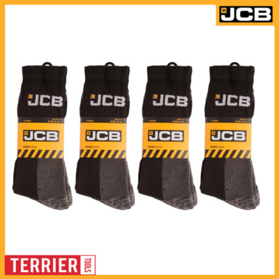 JCB - schwarze Arbeitssocken für Herren - hoher Schutz | 12 Paar | UK Größe 6-11
