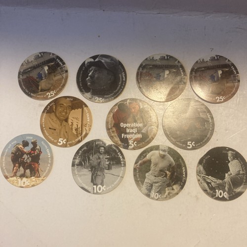 2004/2007/2008 AAFES Pogs (11 total) Military Gift Certificates, Circulated