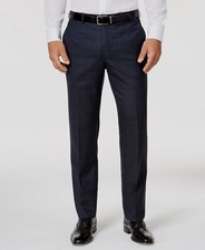 Michael Kors Men's Blue Classic-Fit Bold Plaid Suit Separate Pants Size 37W