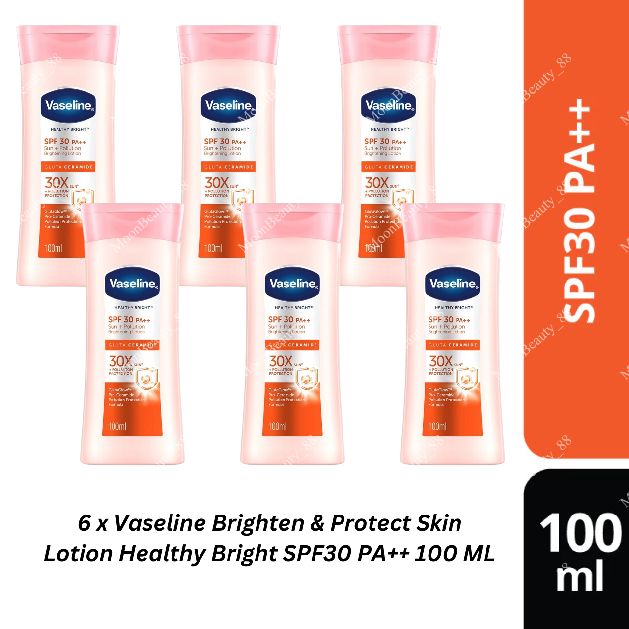 6 x Vaseline Brighten & Protect Skin Lotion Healthy Bright SPF30 PA++ 100 ML