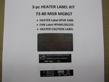 Mgb 3 Pc Heater 5406 Box Fan Labels Set Mgbgt Mgbc