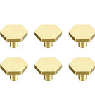 Brass Door Knobs Handles Drawer Pulls Hardware Shiny Modern Set of 6 Hexagon