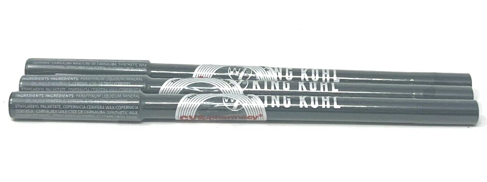 (3) Delineador de ojos W7 King Kohl sellado 0,04 oz cada uno negro más negro Foto 2 de 3
