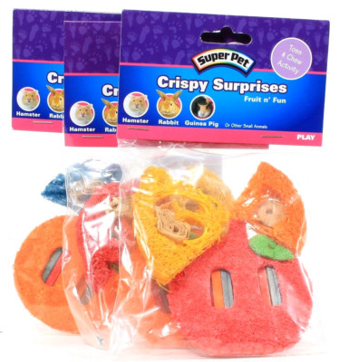3 Packs Super Pet Crispy Surprises Fruit n' Fun Small Animal Toss Chew Activity