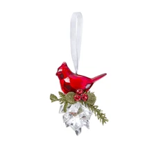 Kissing Krystals Mini CARDINAL PINECONE Mistletoe Christmas Ornament by Ganz