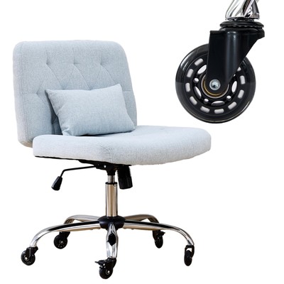 Criss Cross Chair with Rubber Wheels, Armless Office Desk Chair with Lumbar P...