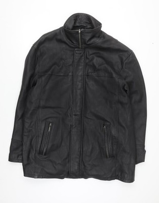 Morena Herren Lederjacke schwarz mittellang Reißverschluss XXL