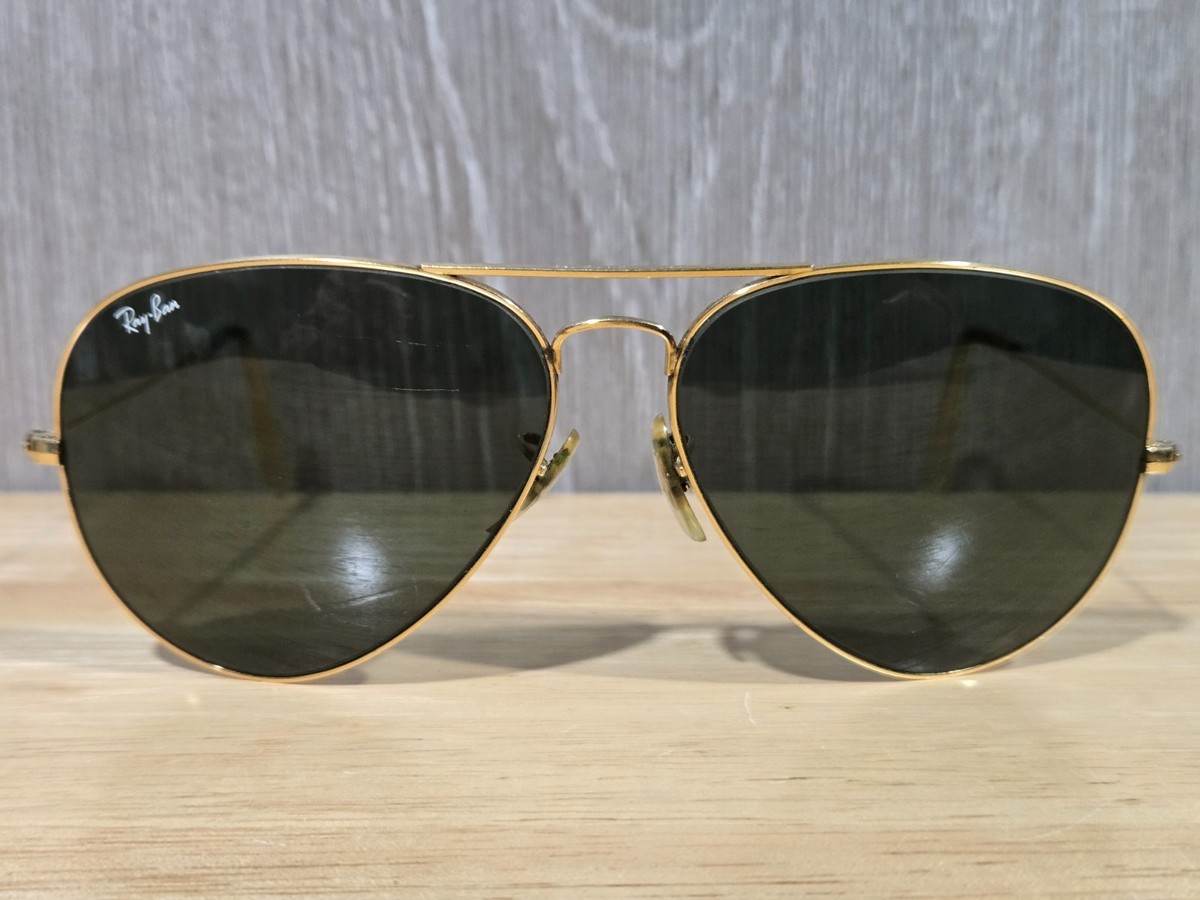 Vintage Ray-Ban B&L Classic Aviator Sunglasses 62-14 Gold Frame