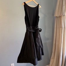 Lauren Ralph Lauren Little Black Dress Sz 16 Yuko Taffeta Pleated Bow READ