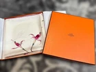 Hermes Carre 90 Fleurs de Fuchsia Silk Scarf White Pink Unused With Box
