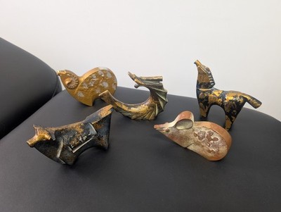 Sotaro Saegusa Kubist Gusseisen Sternzeichen Tiere Briefbeschwerer Skulpturen