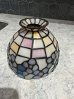VTG Stained Glass Lamp Shade Tiffany Style Tea Lamp 5”Hx6”D Colorful