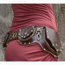 Medieval Steampunk PU Leather Belt Hip Bag Pocket Studded Waist Bag New