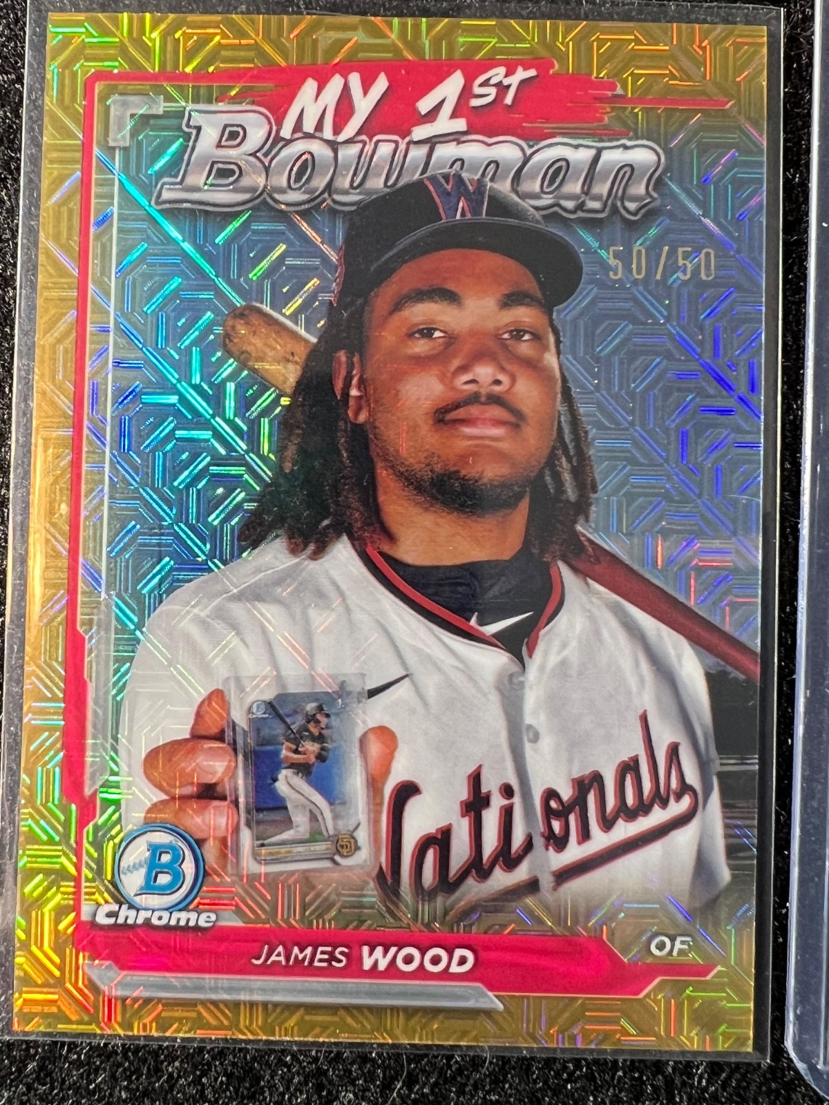 Rare # Bookend James Wood Gold 2024 Bowman Chrome My 1st 50 /50 Last Print + 1/1 view 3
