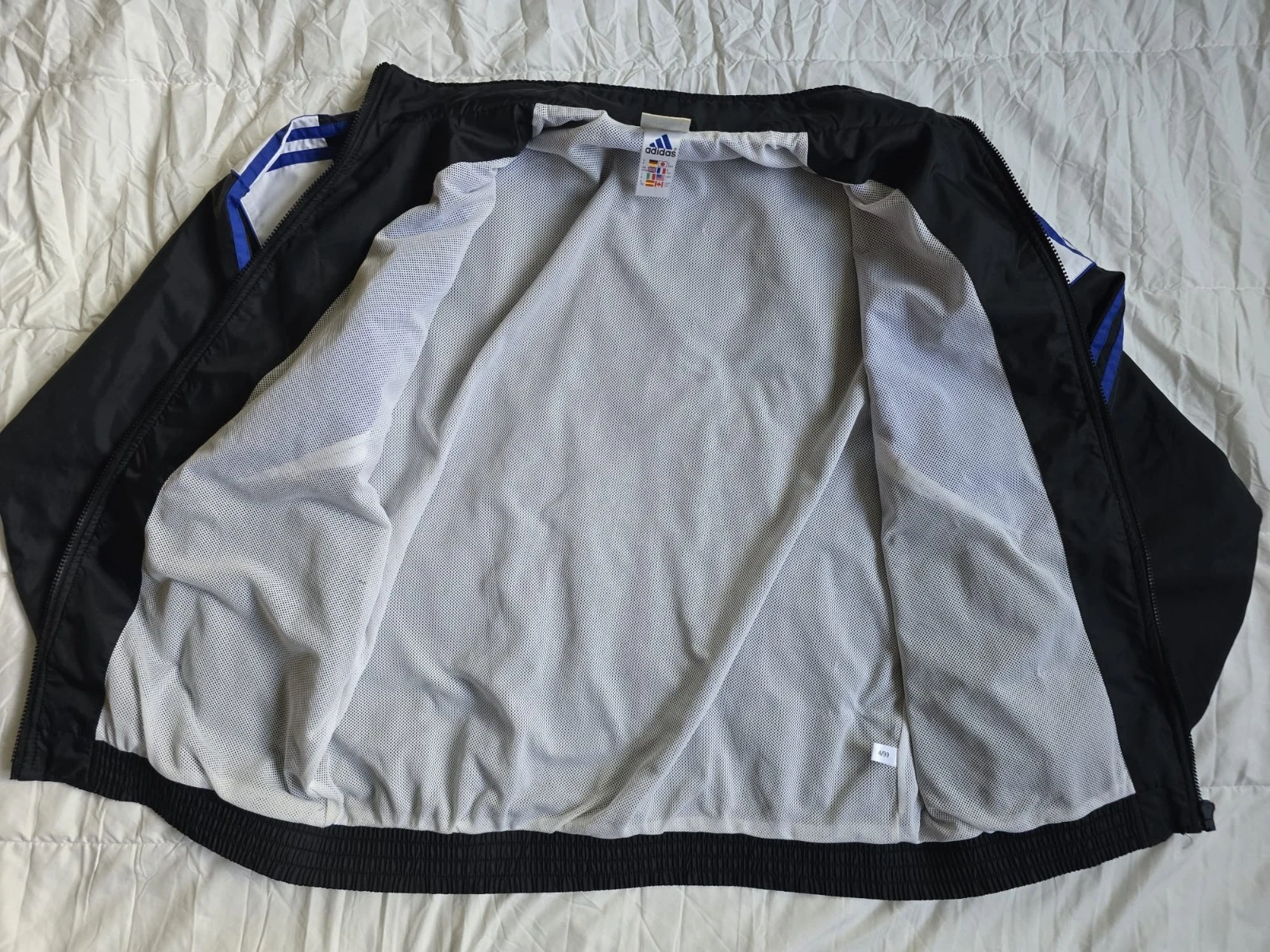 Vintage Adidas 1999 Track Jacket Windbreaker Blue Black White Size L 90s image 9