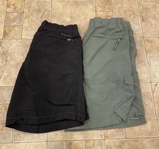 Mens Columbia Omni Shade Hiking Shorts Belted Packable Black Green Sz M