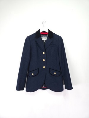 Joules Parade Jacket Size 10 Navy Blue Herringbone Tweed Blazer Country Hacking