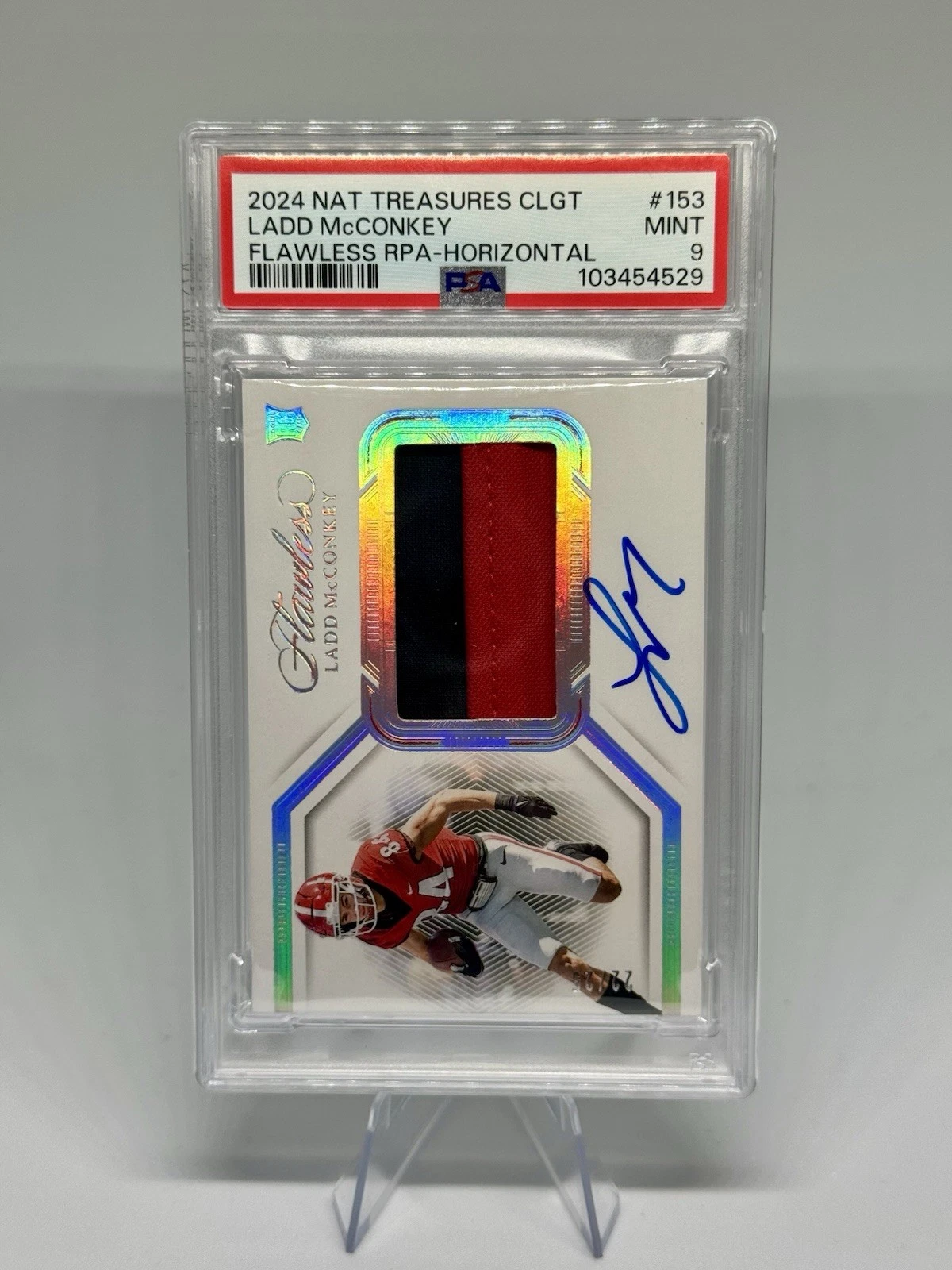 Ladd McConkey Panini National Treasures Collegiate Flawless Rookie Patch Autographs #153 Horizontal