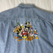 Vintage Disney Store Denim Shirt 90s Mickey Large