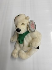 1999 Coca Cola Polar Bear Bean Bag Plush Vintage Green Scarf Bottle Cap Tag
