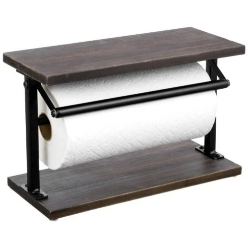 MyGift Kitchen Countertop Paper Towel Holder and Condiment Display Shelf Rack - Thumbnail 3
