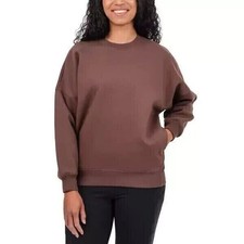 Tuff Athletics Women's Crewneck Fleece Sweatshirt, Brown, XXL
