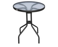 Outsunny Bistro Coffee Table Outdoor Tempered Glass Top Table Garden Round