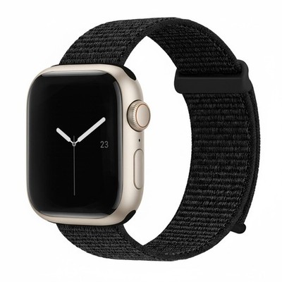 Smartwatch Armband für Apple Watch Series 4 44mm Textil Klettverschluss Schwarz