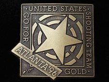 PL23173 VINTAGE 1996  ATLANTA GO FOR GOLD U.S. SHOOTING TEAM  OLYMPIC BUCKLE