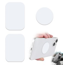 4 Pack Phone Magnets Universal Metal Plates 2 Rectangular 2 Round White